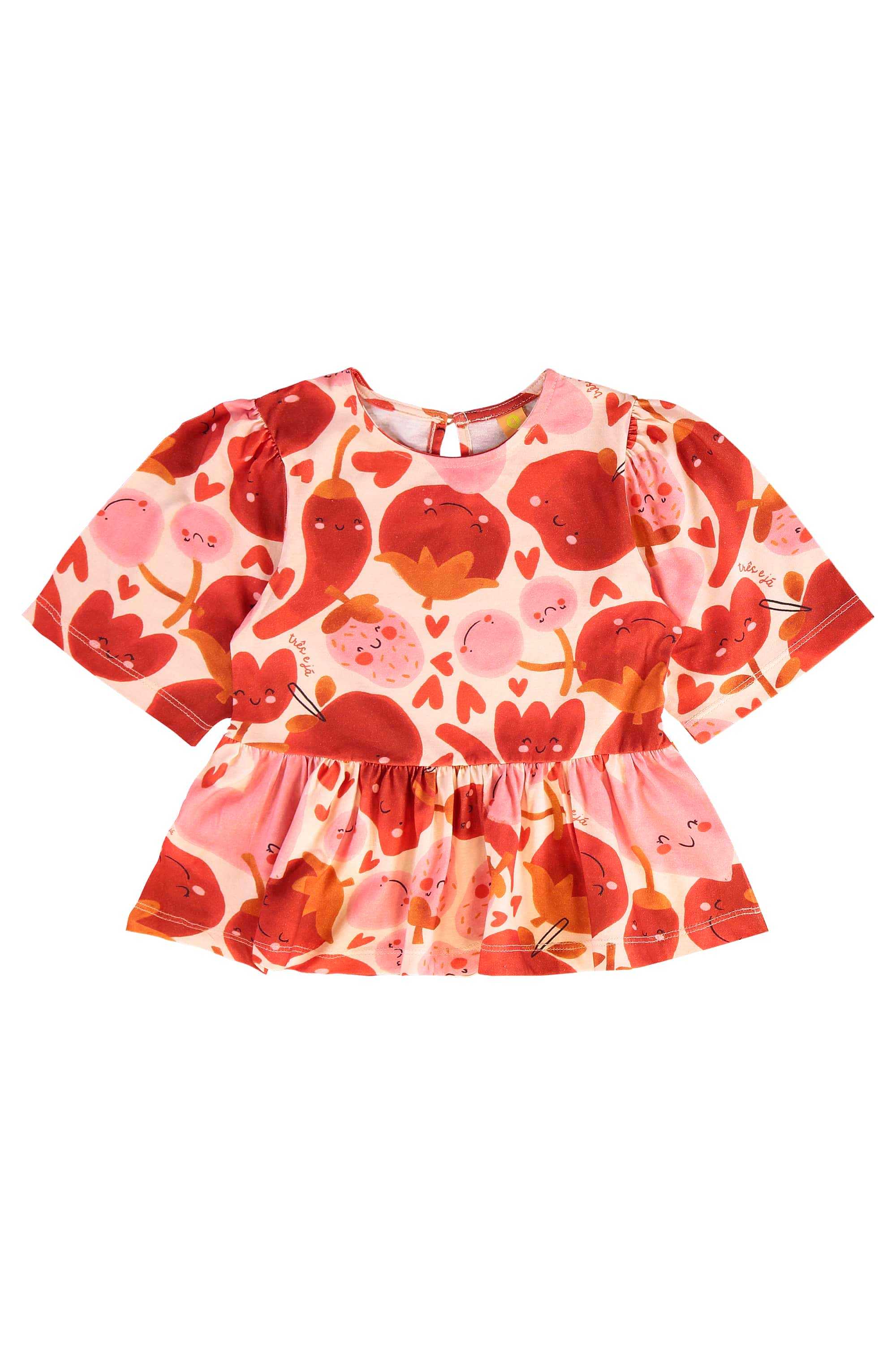 Conjunto Infantil Frutas Vermelhas com Blusa e Short (Rosa) Três e Já - Imagem 35
